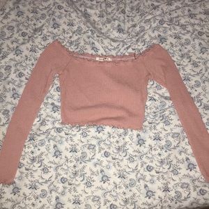 off the shoulder pink top